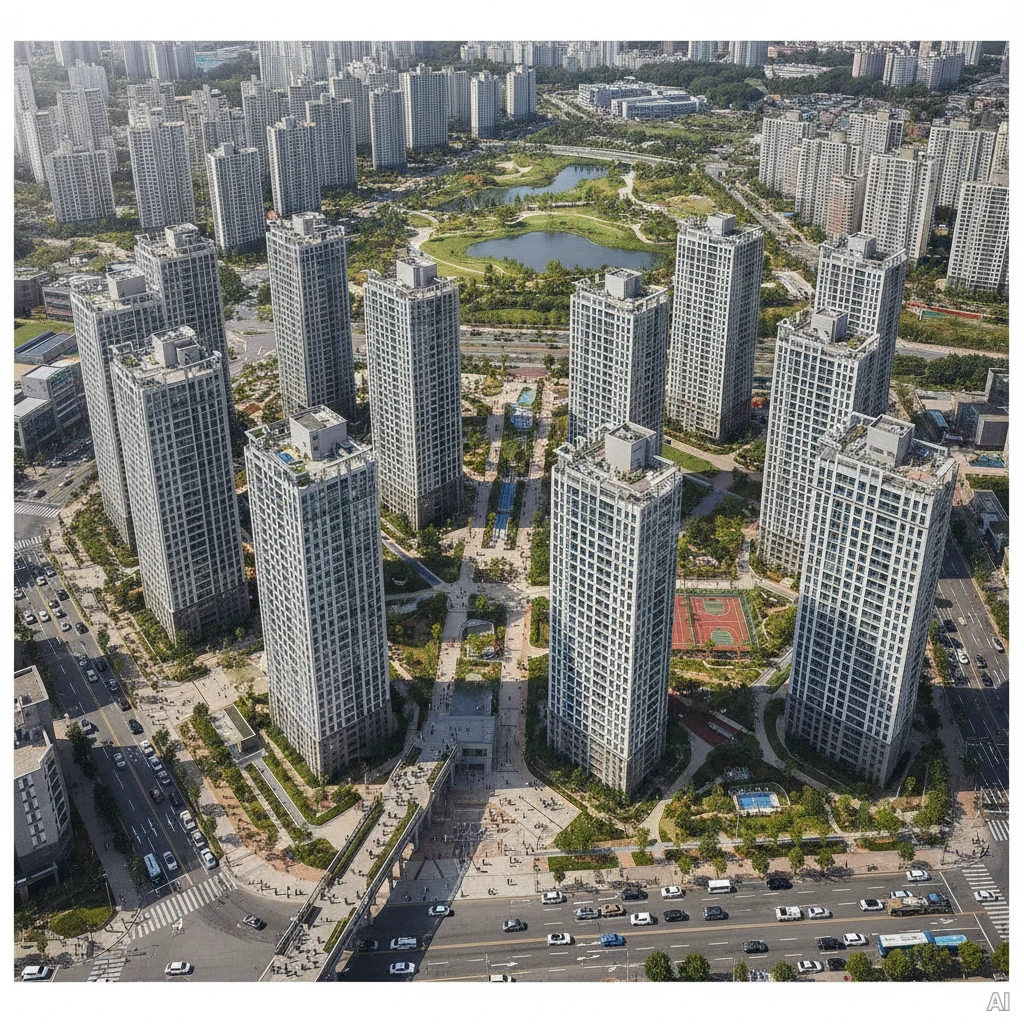 대규모 아파트 단지 항공 뷰 사진 5