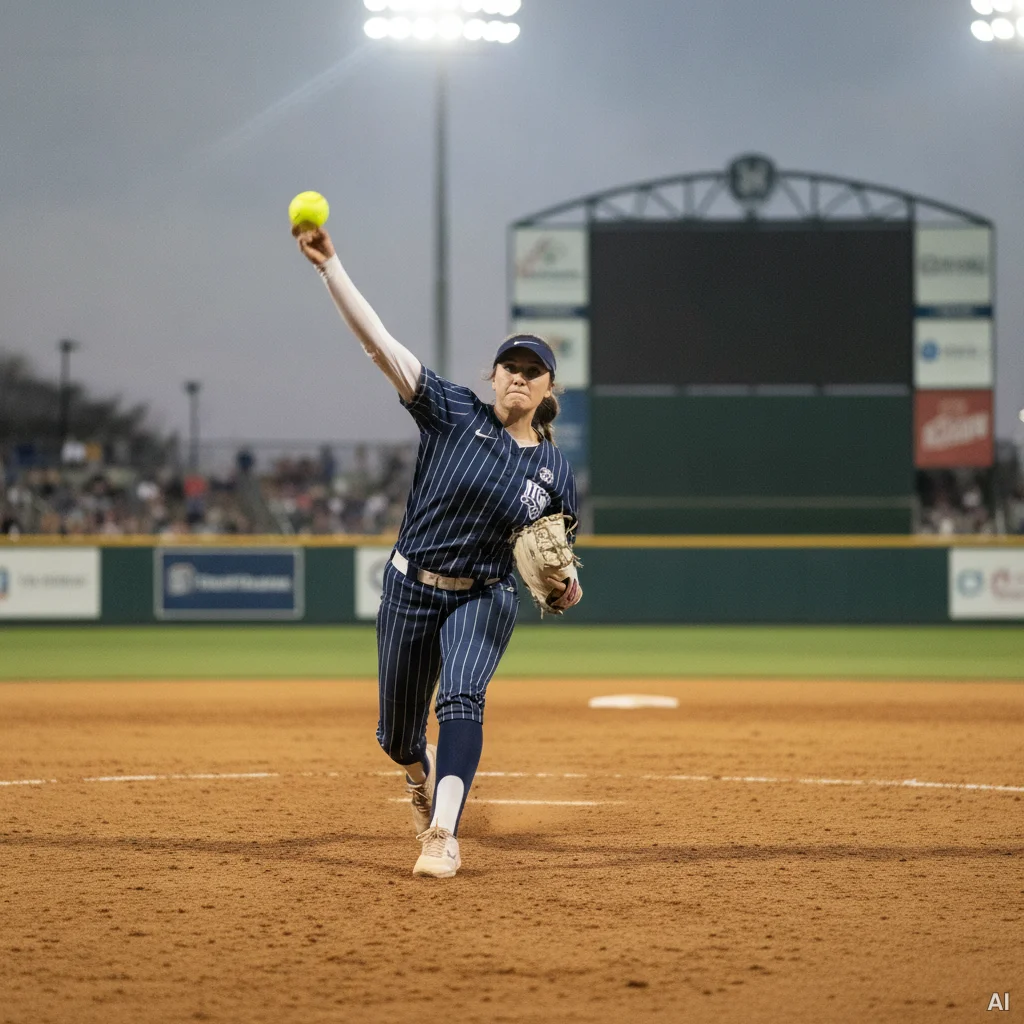 東京五輪のマウンドで投球する上野由岐子の写真 2