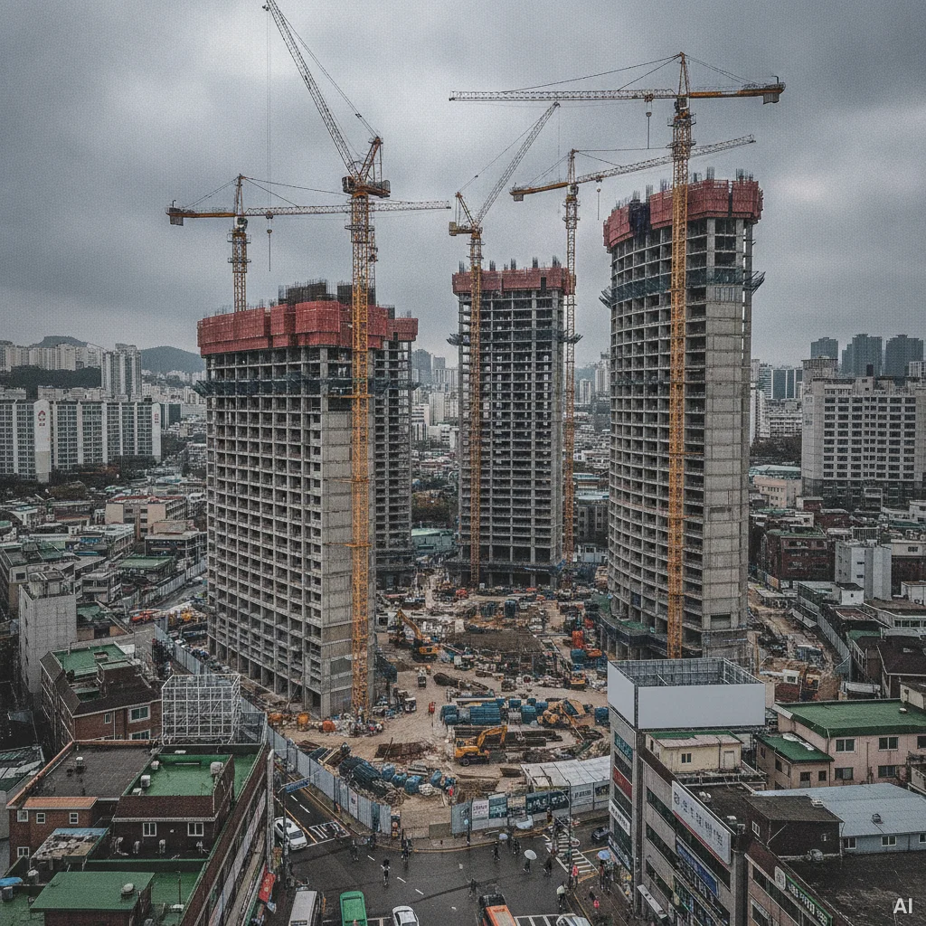 지방 건설 현장의 타워크레인 사진 3