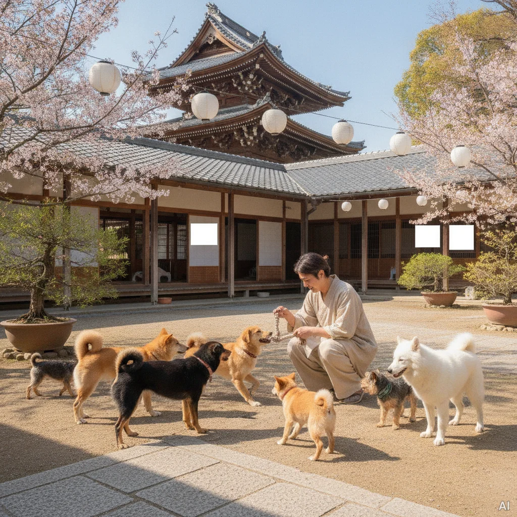 犬たちと触れ合う男性の写真 3