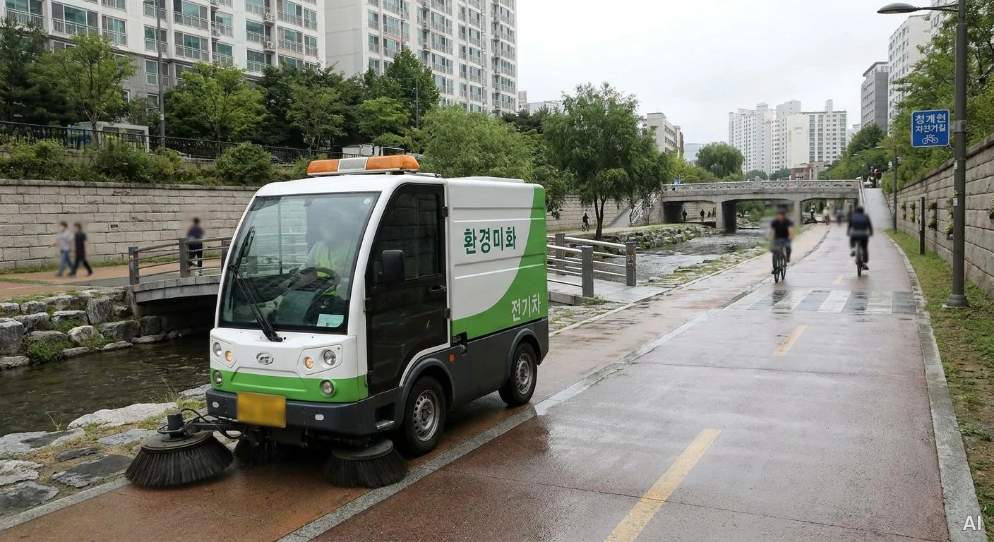 Electric utility vehicle on pathway 사진 3