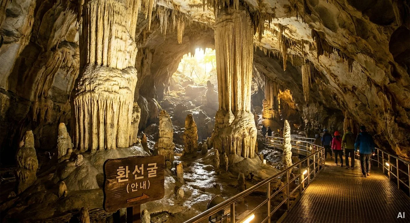 환선굴 내부 석회암 동굴 산책로 사진 7