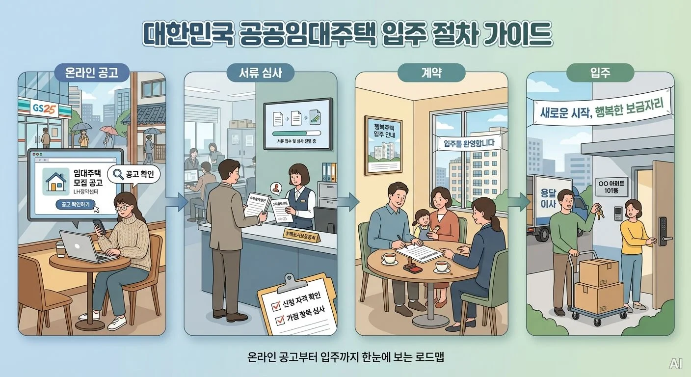 온라인 공고, 서류 심사, 계약, 입주까지의 4단계 공공임대주택 입주 절 사진 1