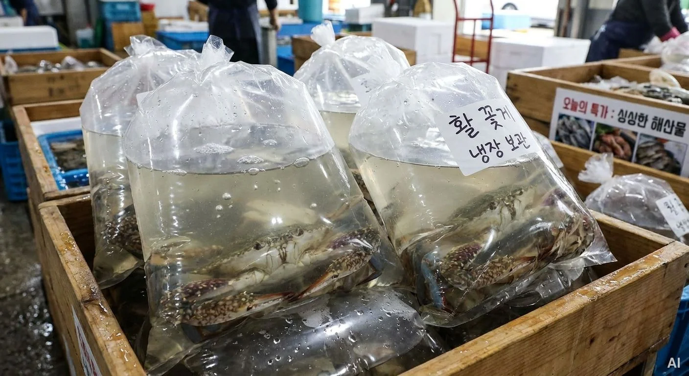 산소 팩에 포장된 활꽃게 사진 19