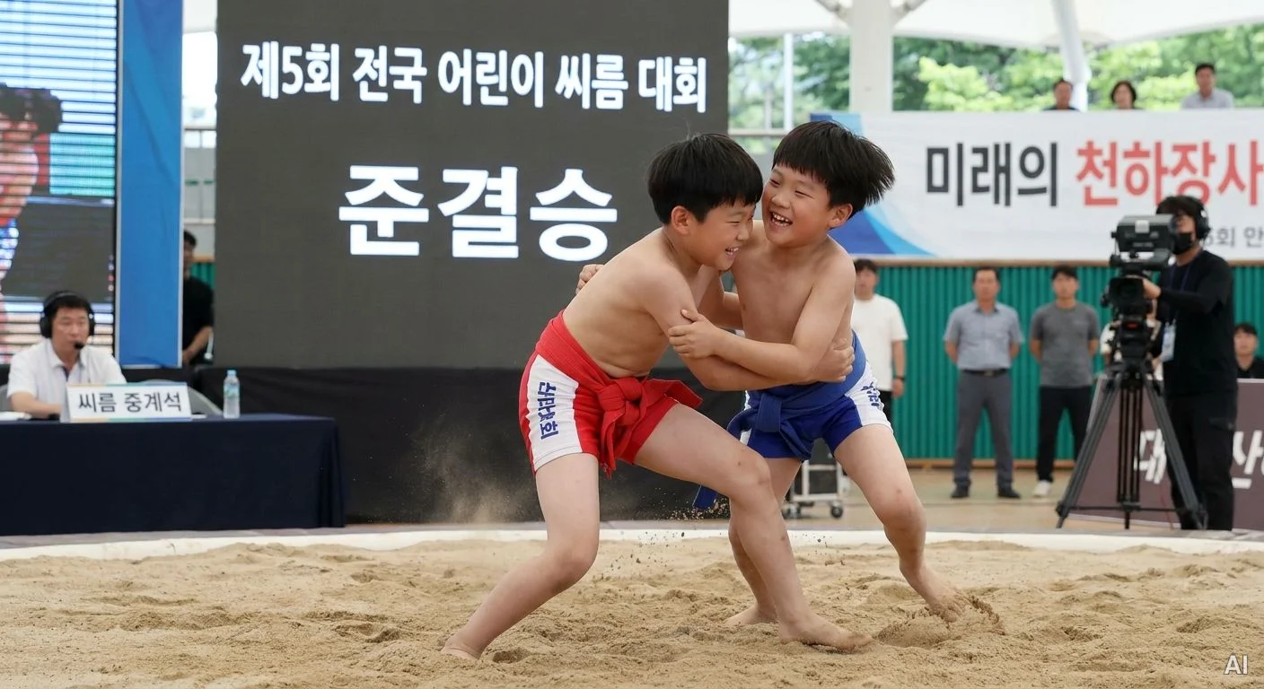 어린이 씨름 대회 경기 모습 사진 7