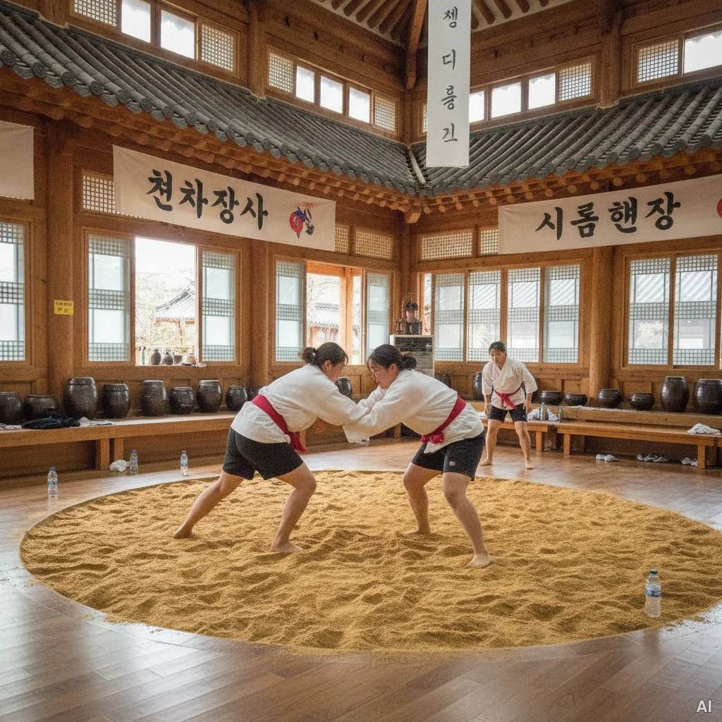 여성 선수들의 씨름 대결 사진 17