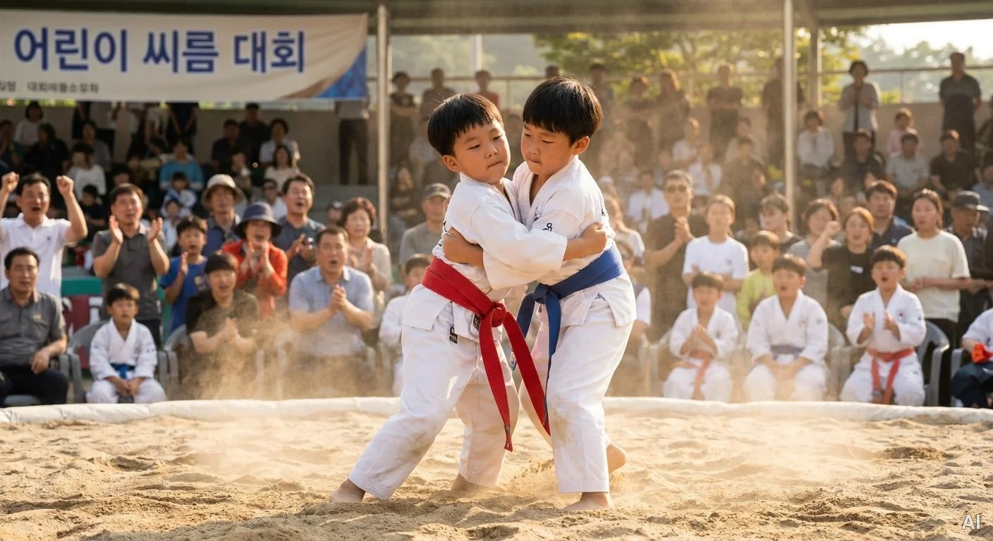 꼬마 씨름대회 경기 장면 사진 6