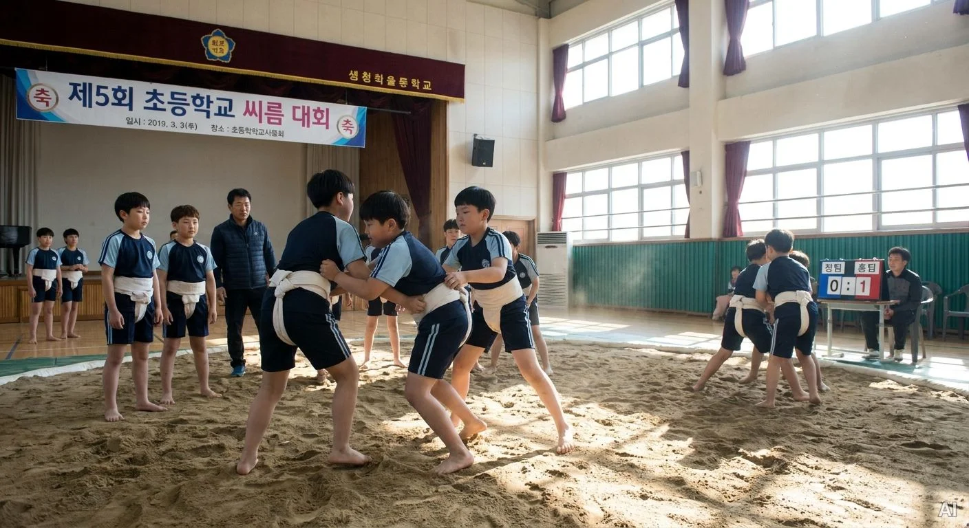 어린이 씨름대회 경기 모습 사진 4