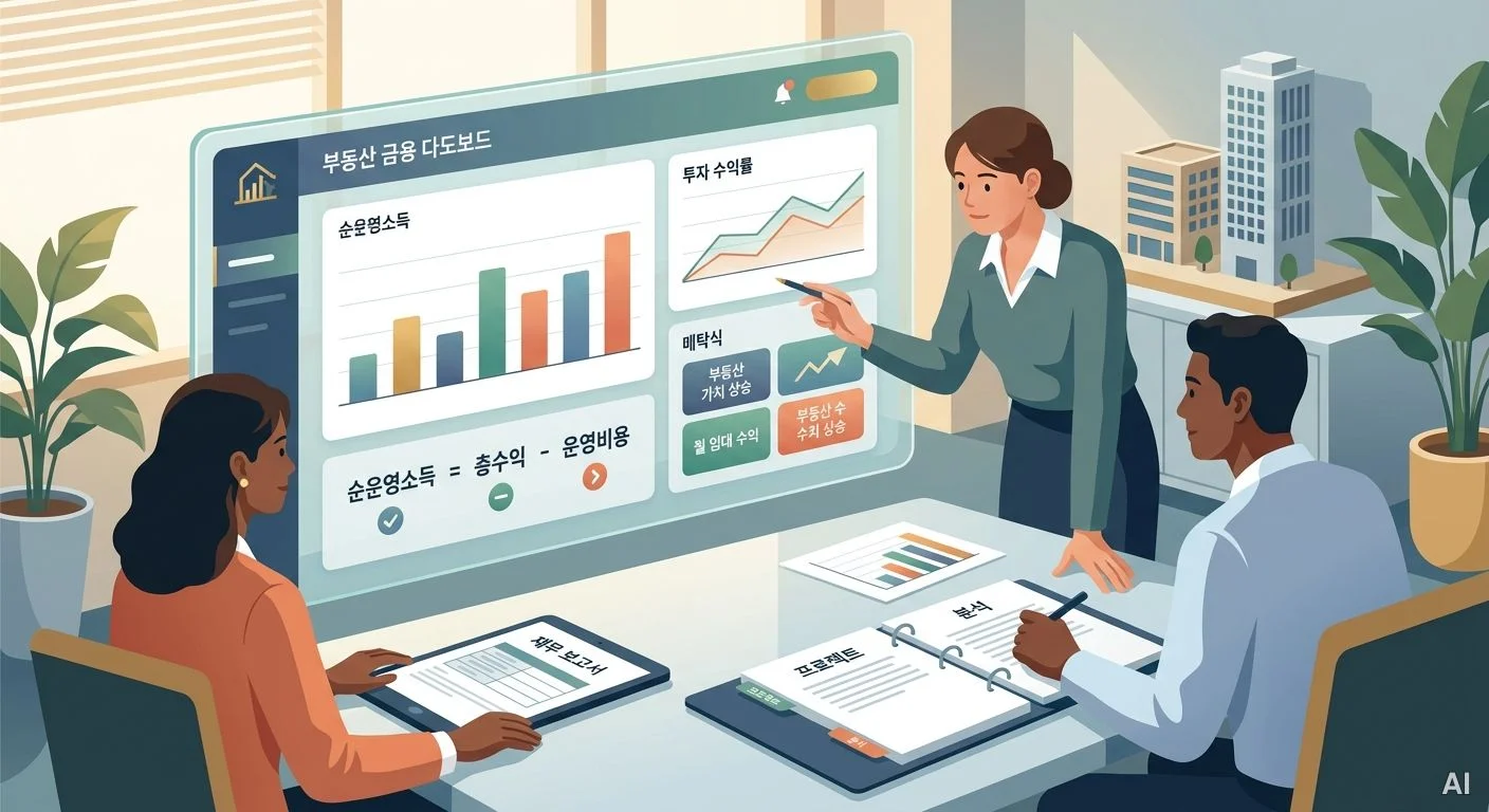 대형 화면을 보며 회의 중인 전문가들 사진 3
