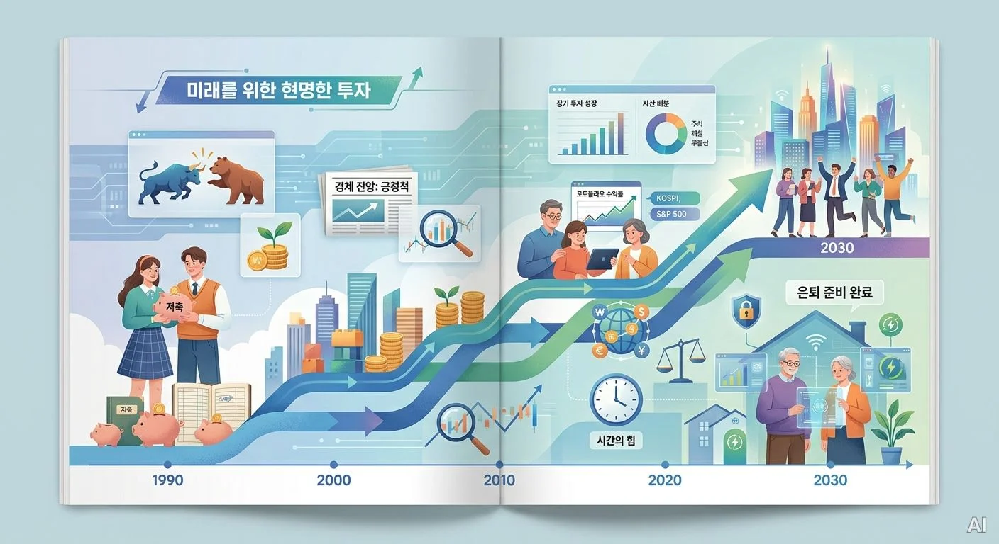 1990년부터 2030년까지 시간의 흐름에 따른 자산의 성장을 보여주는  사진 2