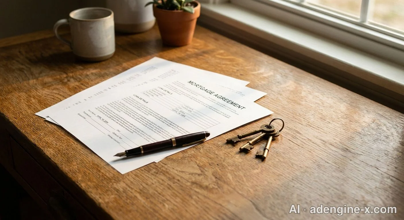 Mortgage agreement paperwork and keys 사진 1