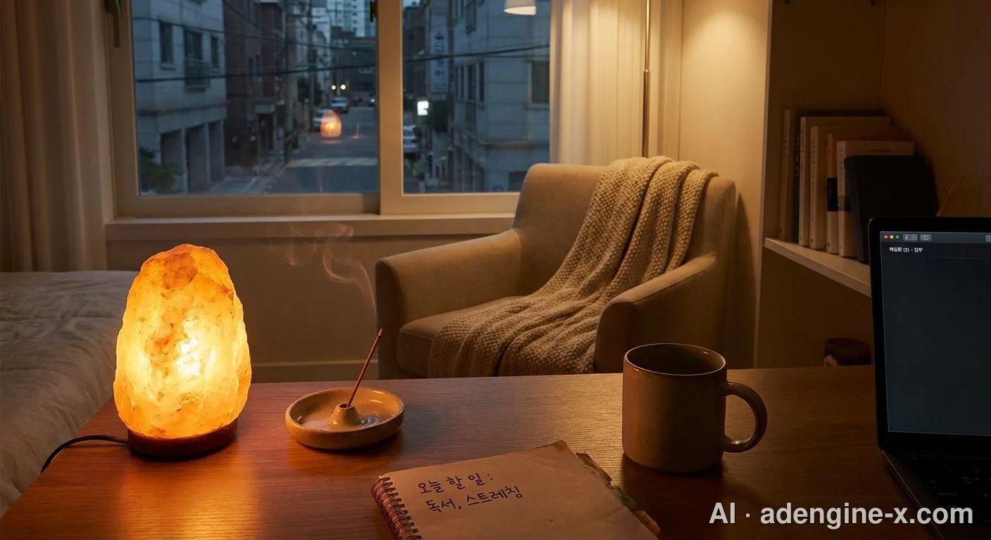 자취방 인센스 스틱과 간접 조명 사진 1