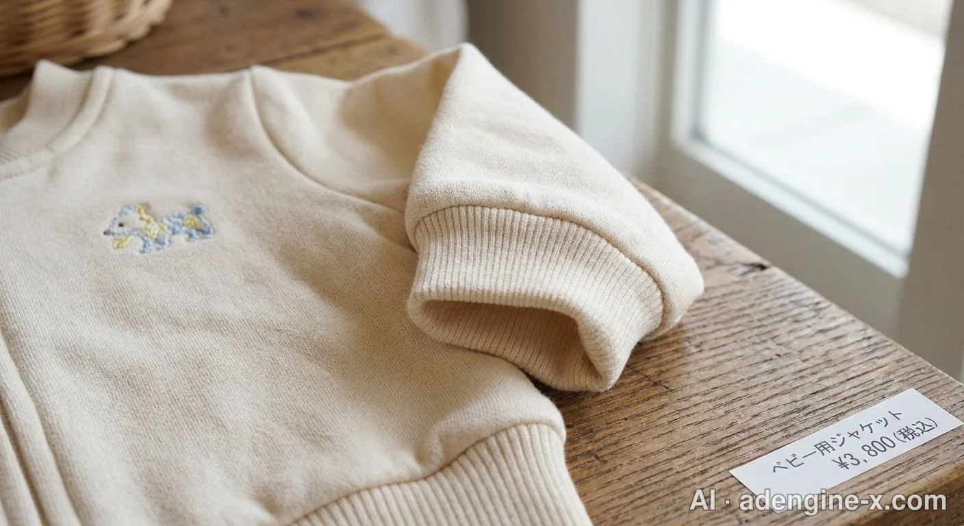 ベビー服の刺繍とリブ部分 사진 3
