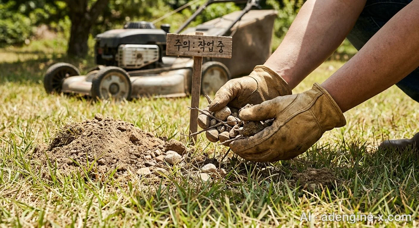 예초 전 잔돌 및 이물질 제거 사진 3