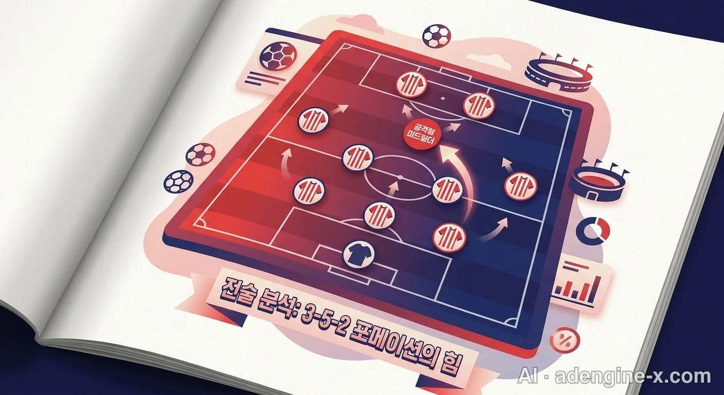 축구 3-5-2 전술 포메이션 다이어그램 사진 1