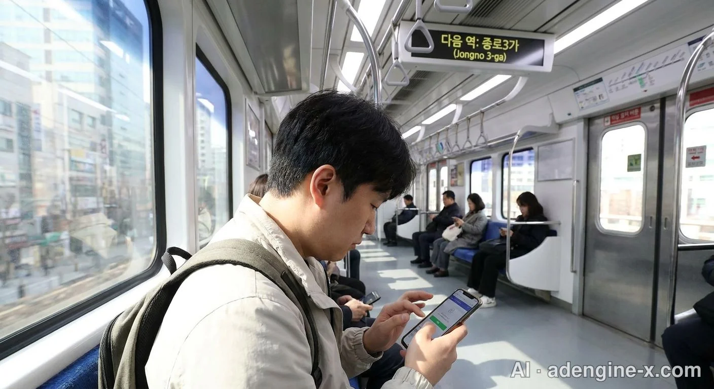출퇴근길 지하철 스마트폰 이용 사진 3