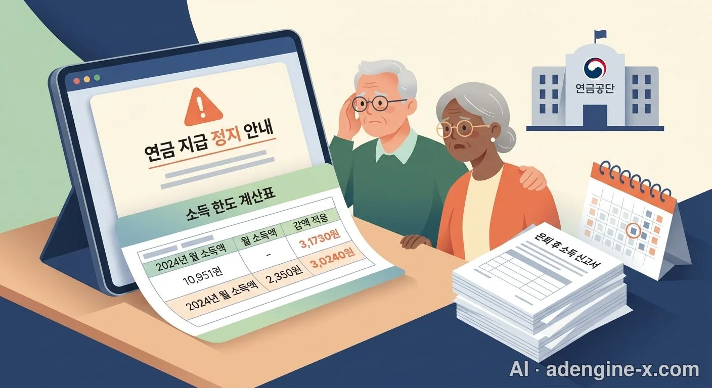 연금 지급 정지 및 소득 기준 초과 안내 사진 6