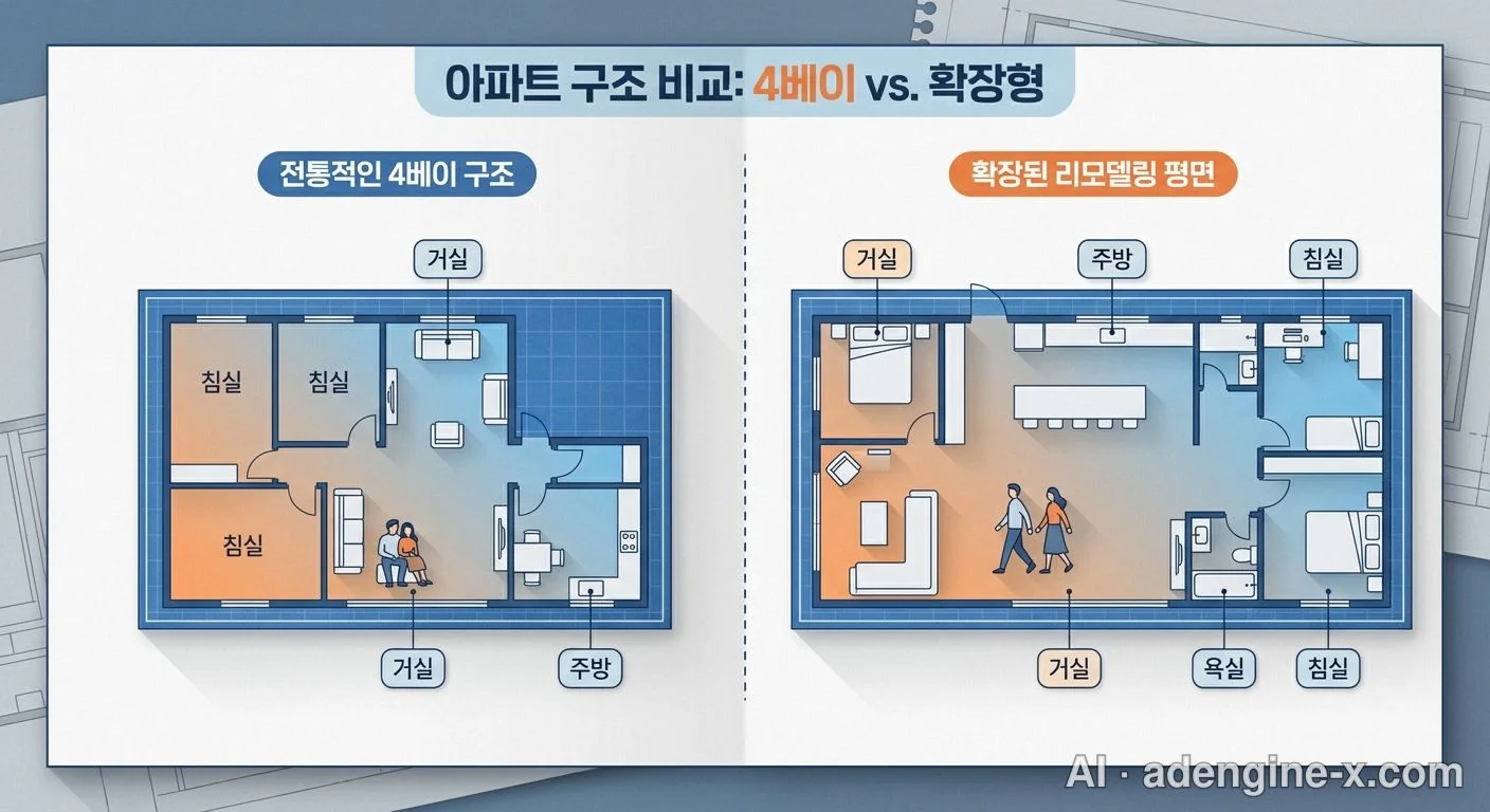 4베이와 리모델링 평면도 비교 사진 2