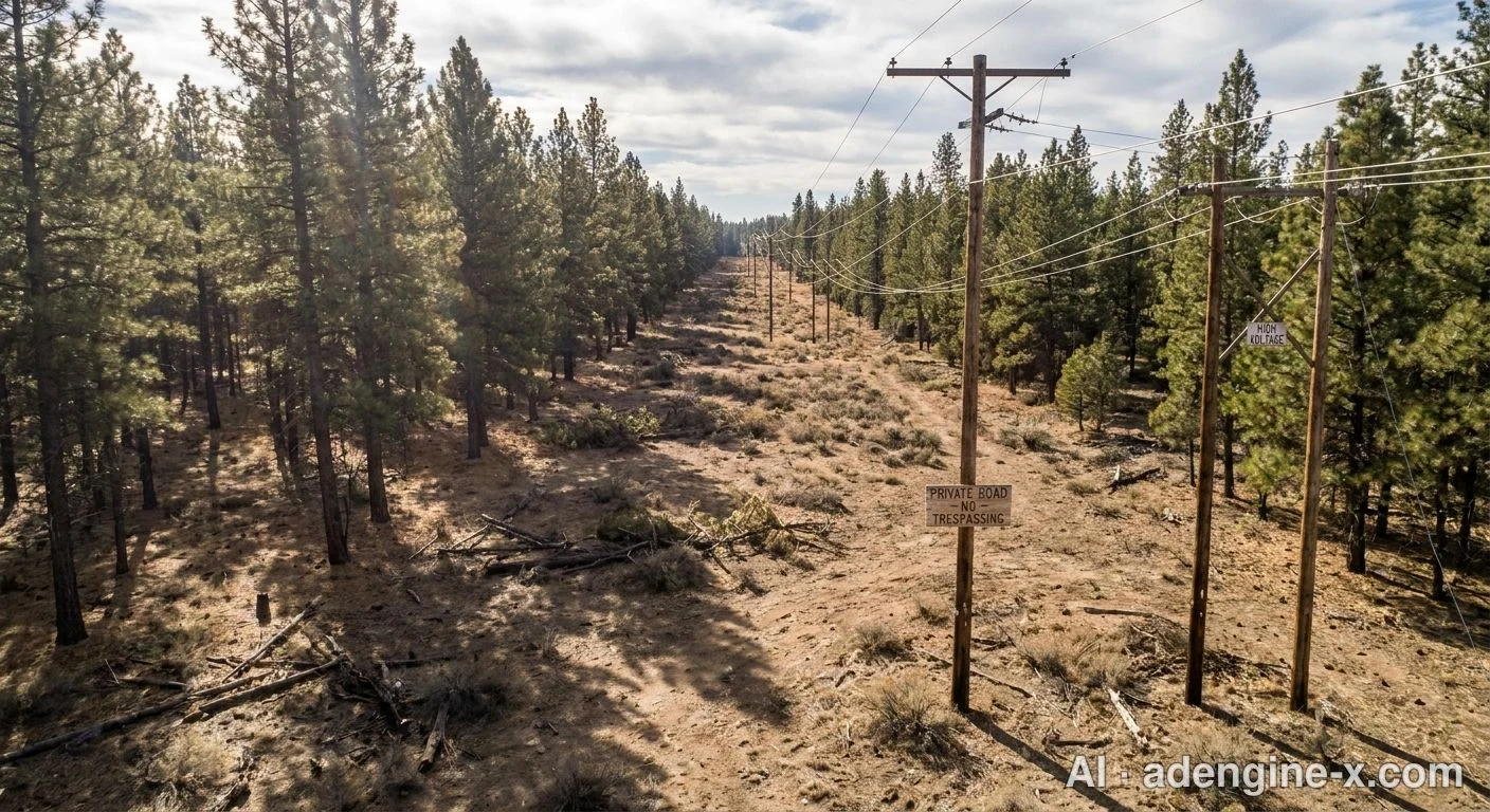 Power lines traversing dry forest 사진 4