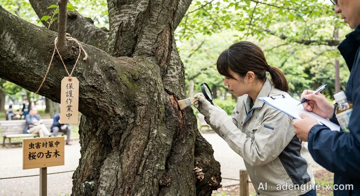 桜の古木の虫害対策 사진 2