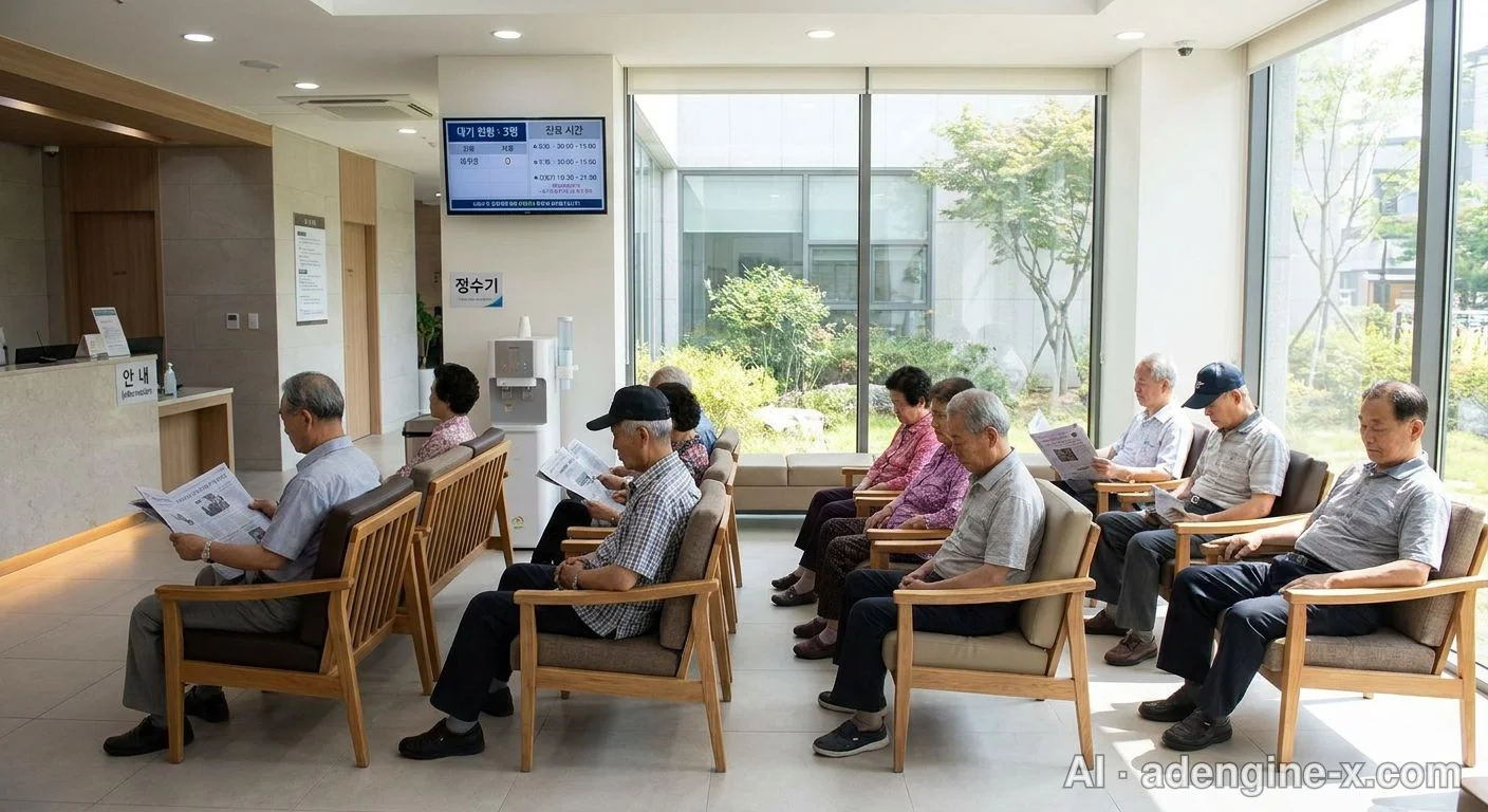 병원 대기실의 고령 환자들 사진 2