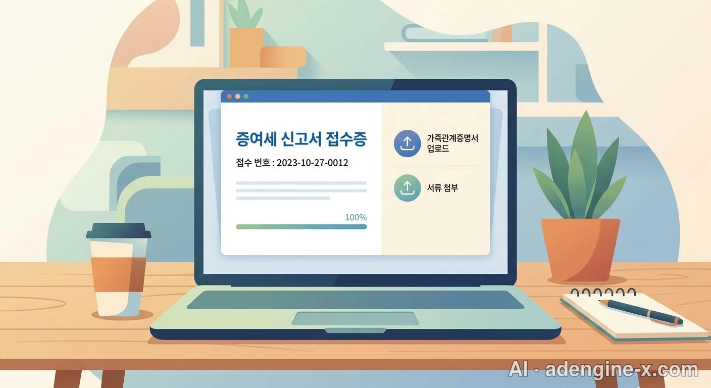 증여세 접수증 및 서류 첨부 화면 사진 3