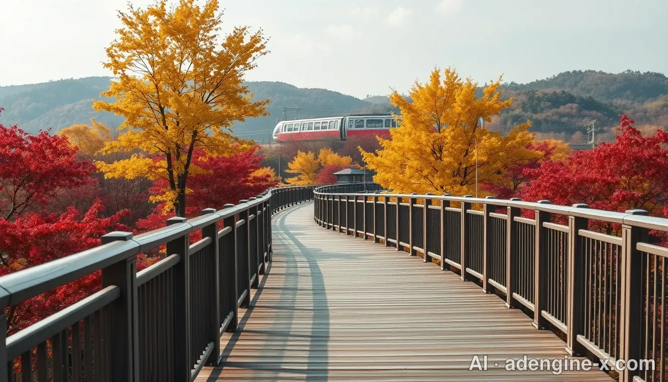 화담숲 가을 산책로와 모노레일 사진 3