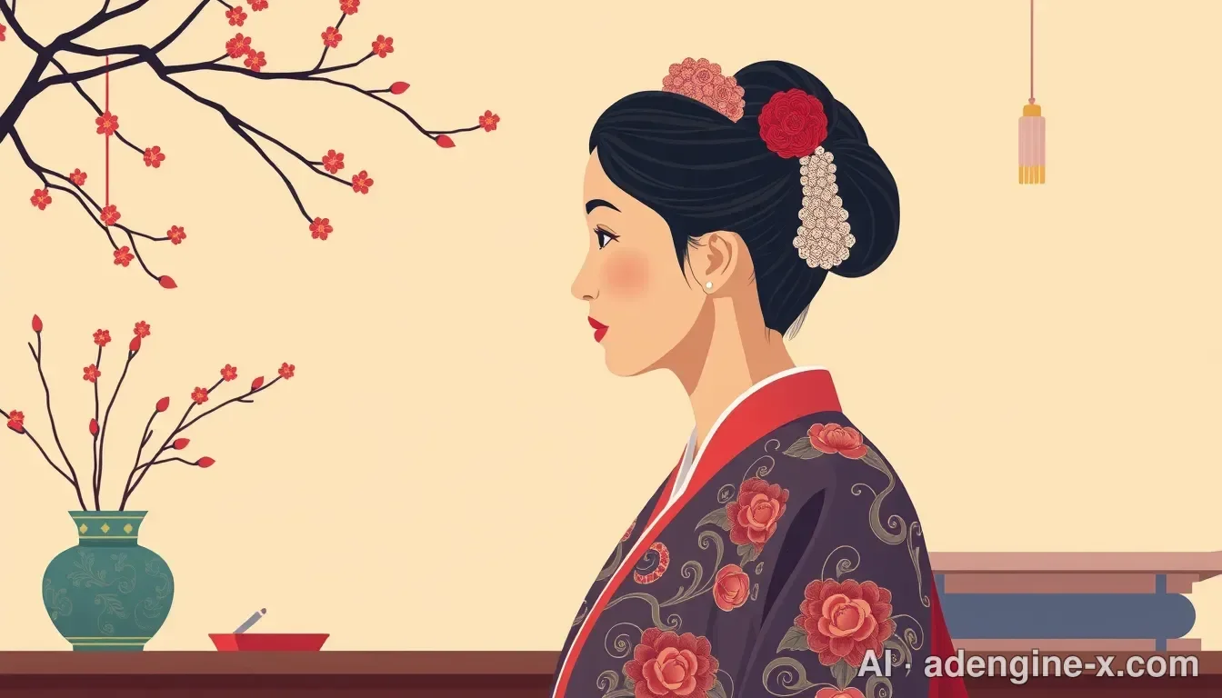 한복 차림의 영부인 일러스트 사진 4