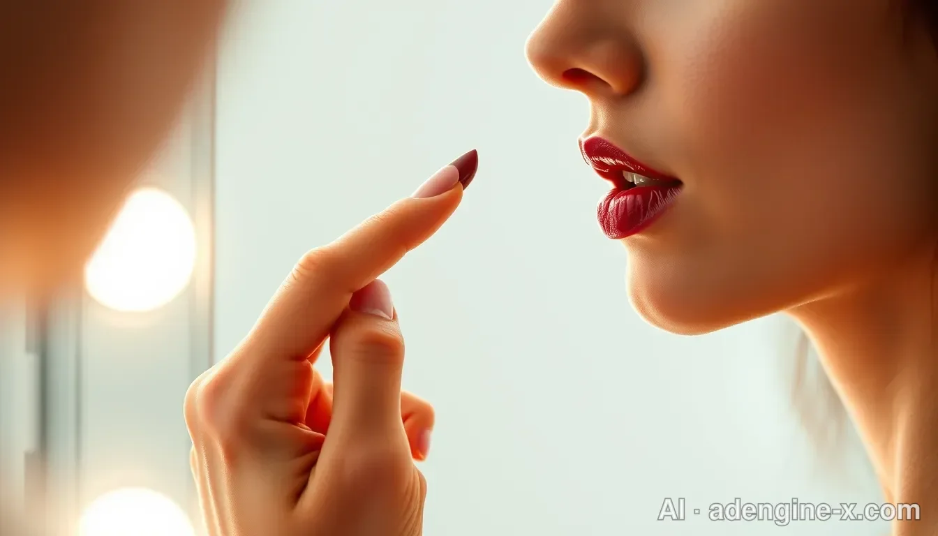 손끝을 활용한 립 스머징 연출 사진 2