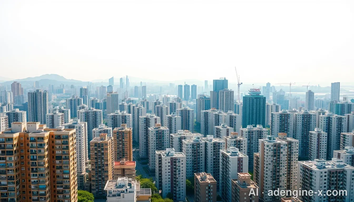 고층 아파트 단지가 밀집한 도심 전경 사진 1