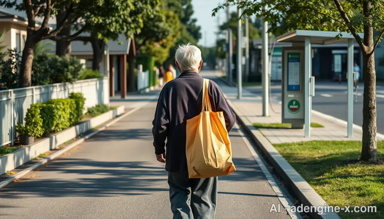 徒歩での食材調達に直面するシニア 사진 4