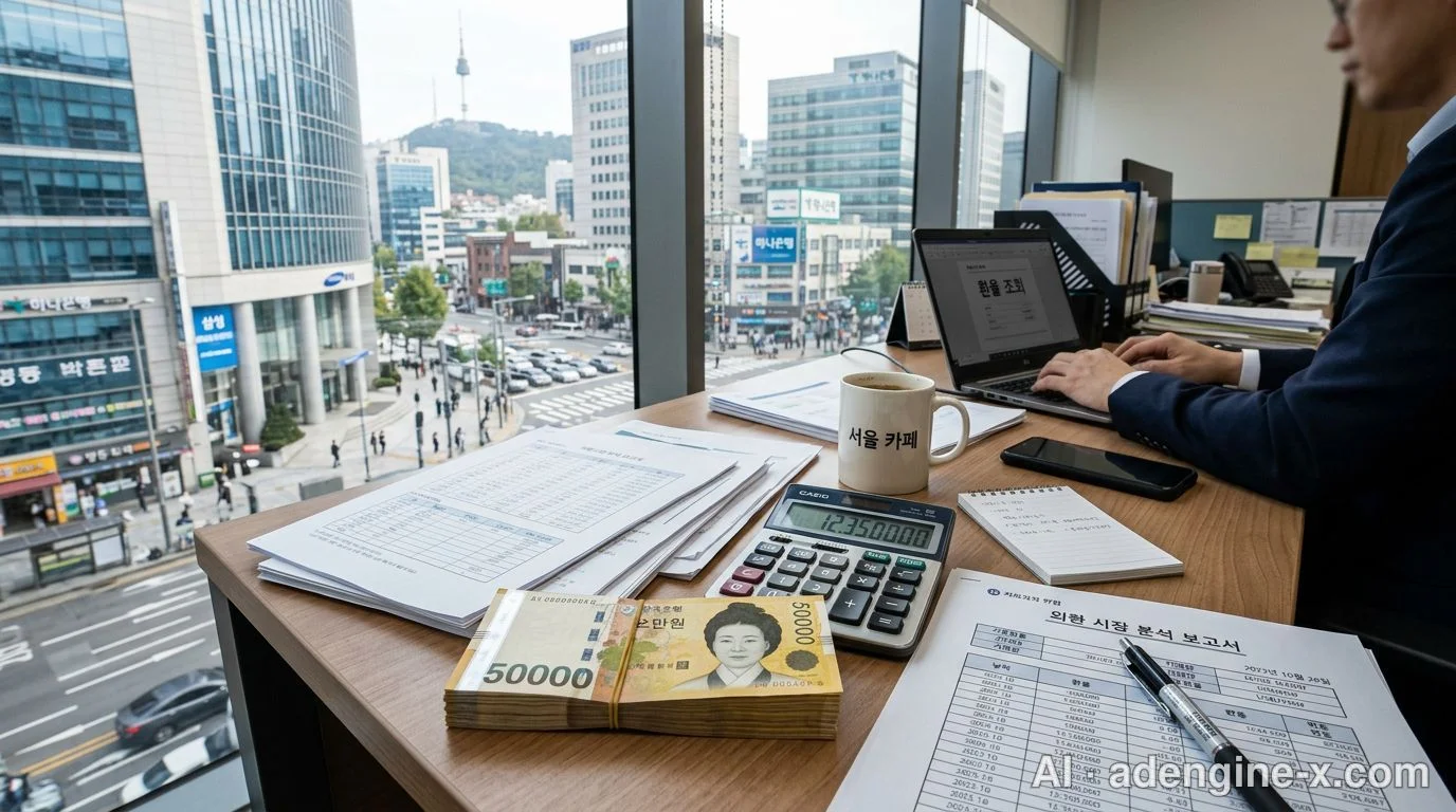서울 도심 풍경과 사무실 책상 사진 5