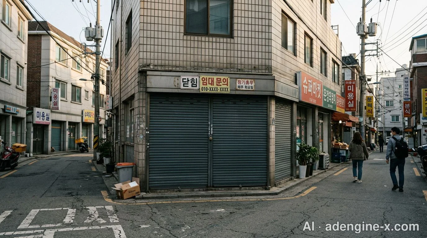 폐업 후 임대 문의가 붙은 상가 사진 2