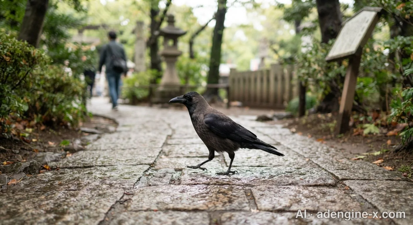 地上を歩行するハシボソガラス 사진 3