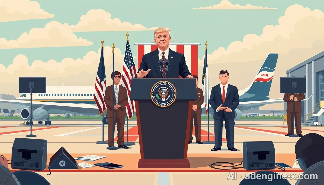 Presidential press conference on tarmac 사진 1