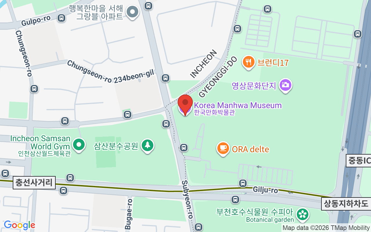 한국만화박물관 위치 지도