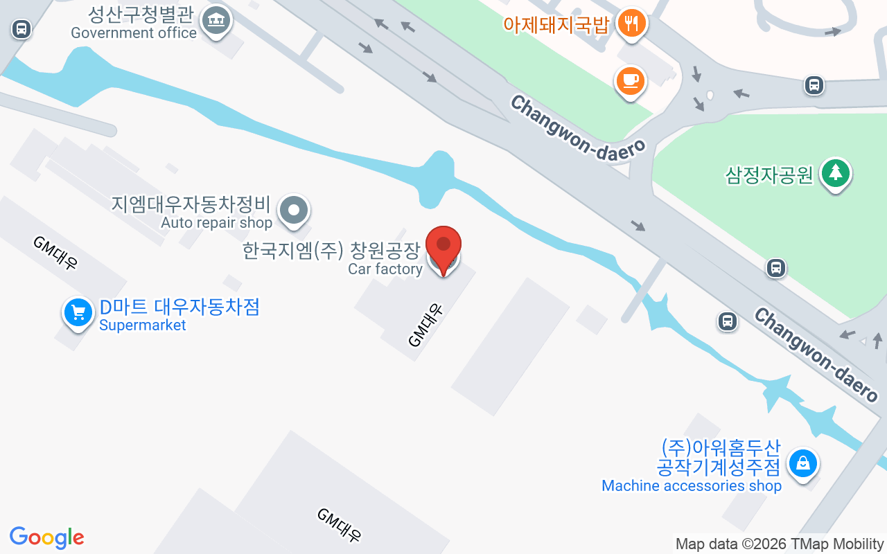 한국지엠(주) 창원공장 위치 지도