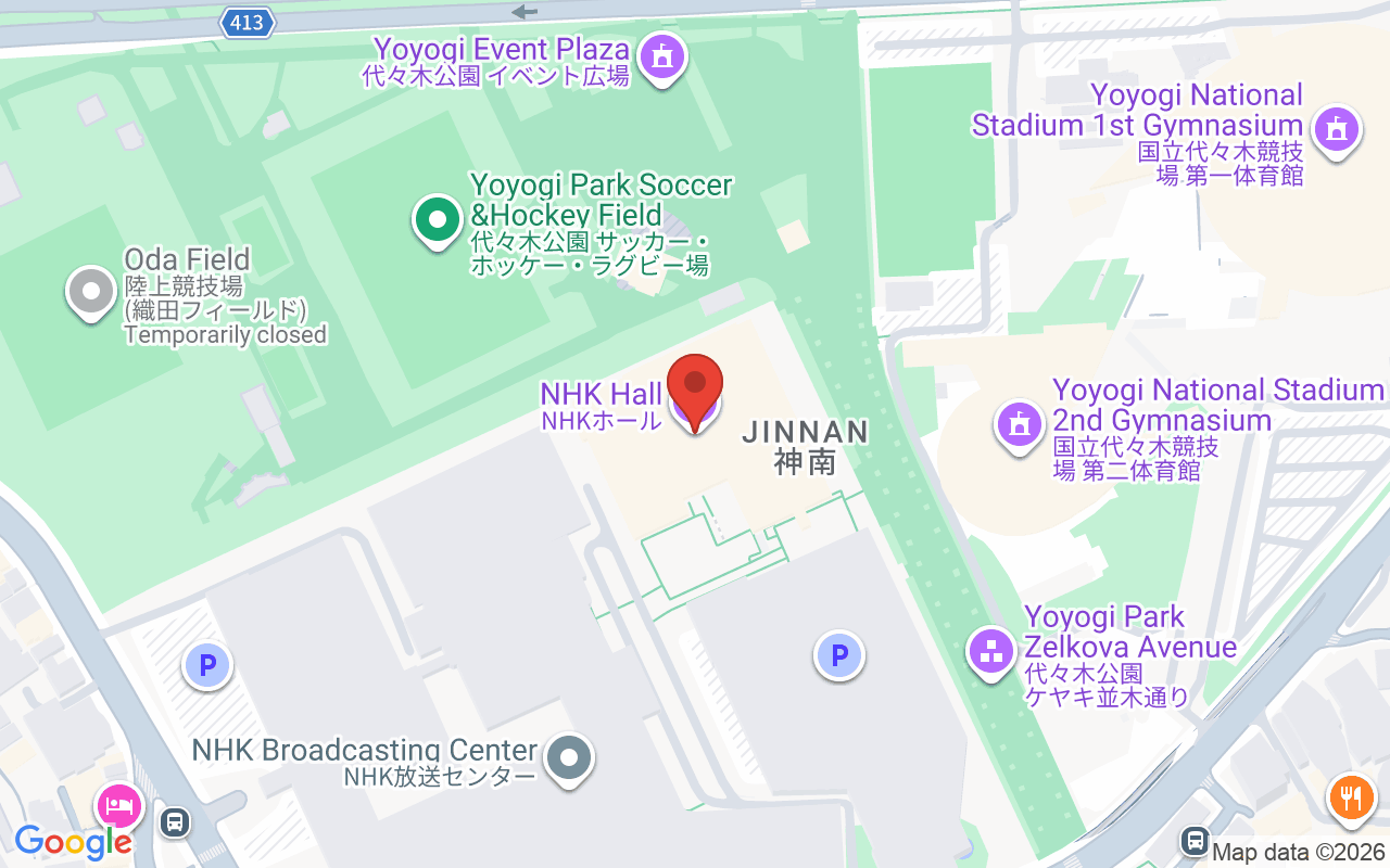 NHKホール 위치 지도