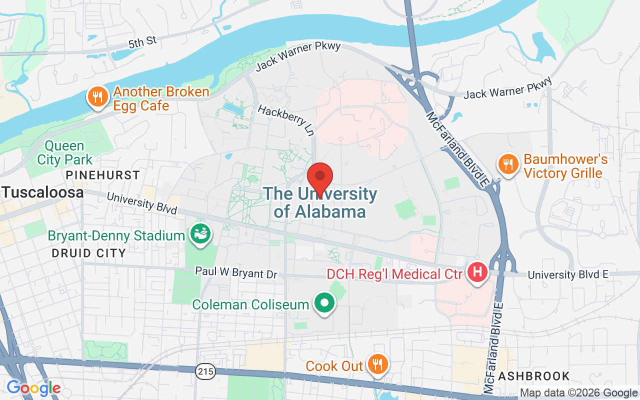 The University of Alabama 위치 지도
