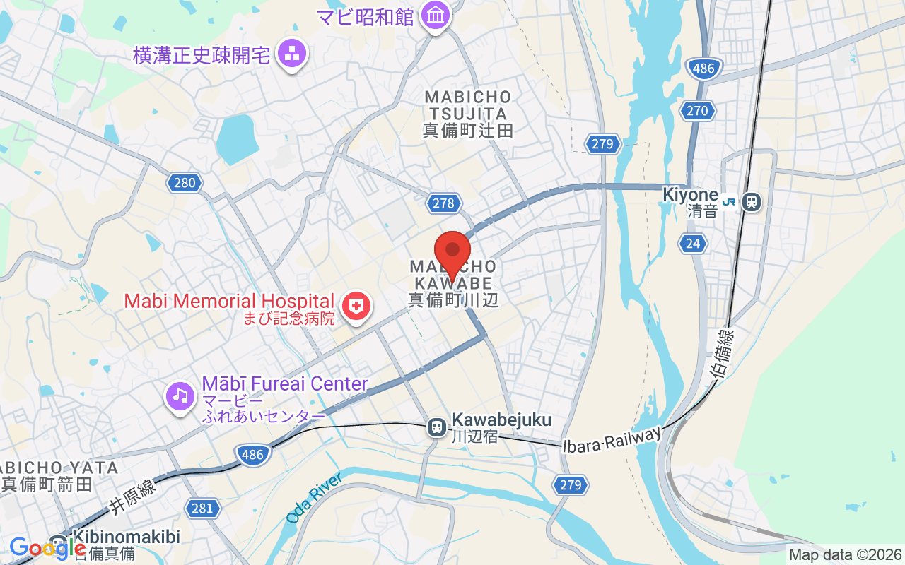 真備町川辺 위치 지도