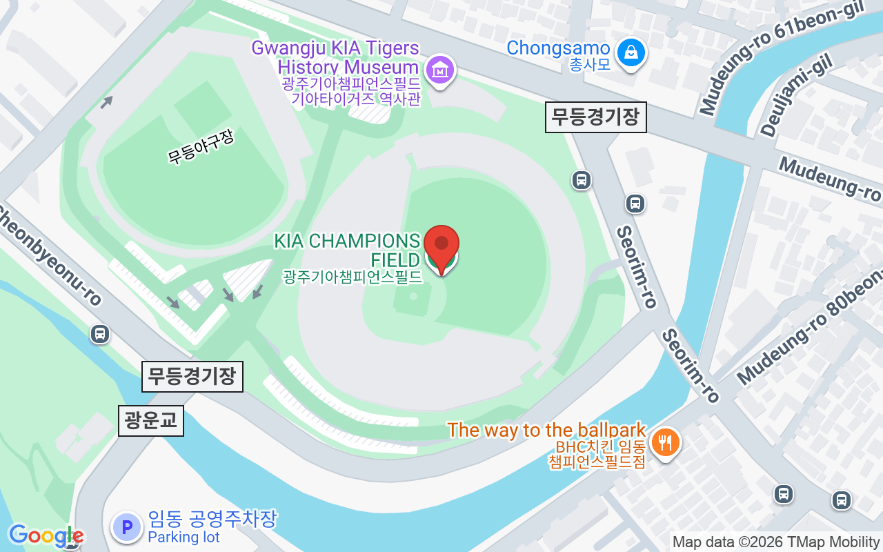 광주기아챔피언스필드 위치 지도