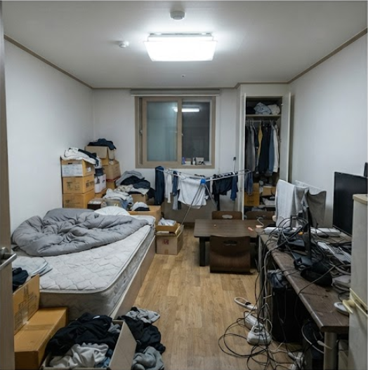 정리 전 7평 원룸의 카오스 상태 사진 1