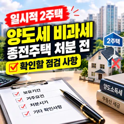 일시적 2주택 양도세 비과세 종전주택 처분 전 확인할 점검 사항